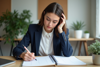 Femme d'affaires organise sa journée dans un bureau moderne