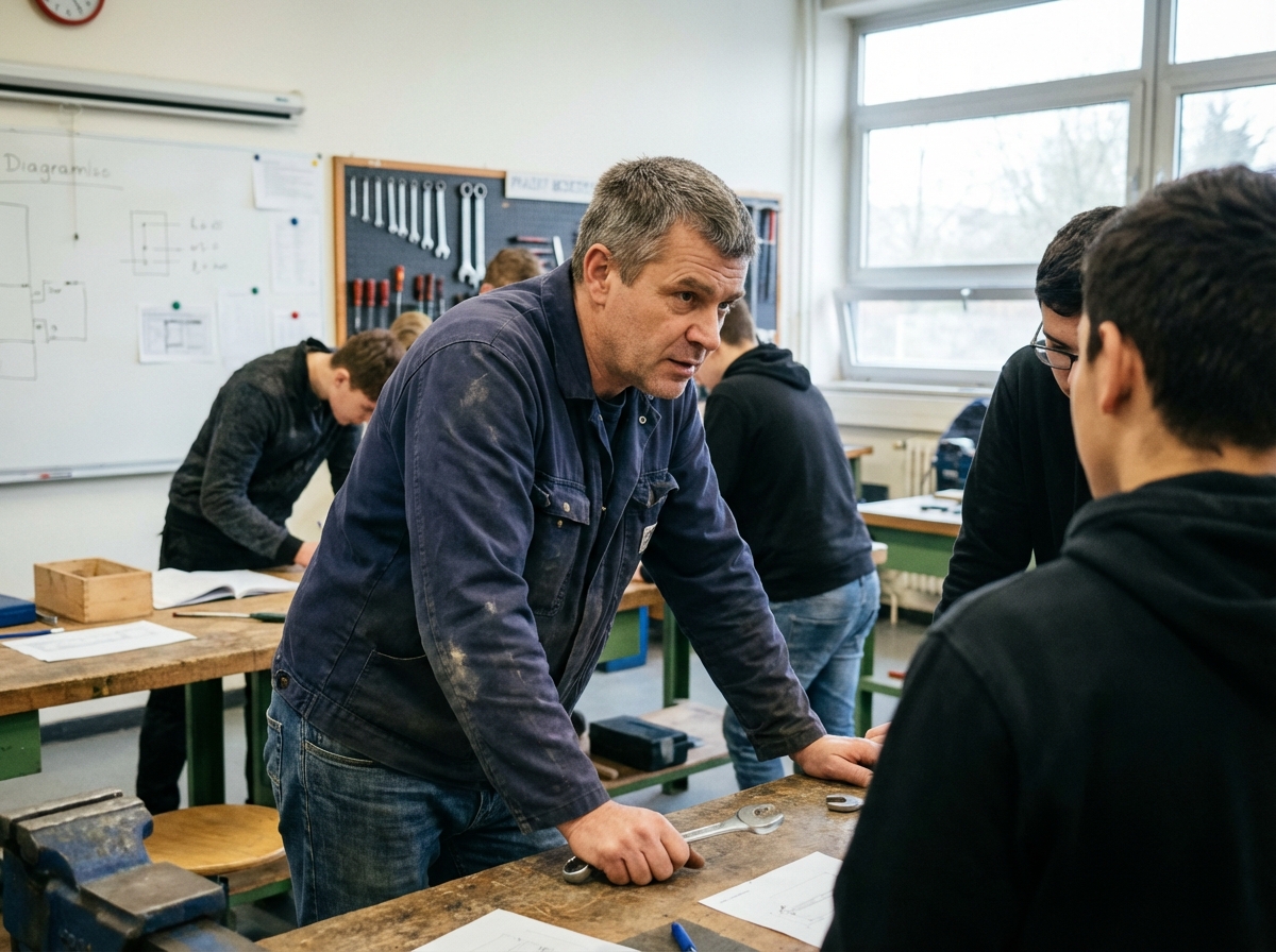 Homme en atelier de bricolage participant &agrave; un atelier pratique