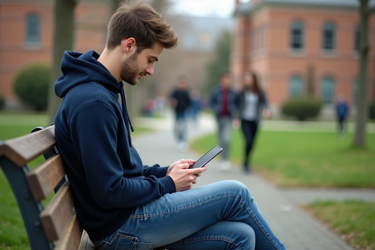 Jeune homme utilisant son smartphone pour la securite digitale